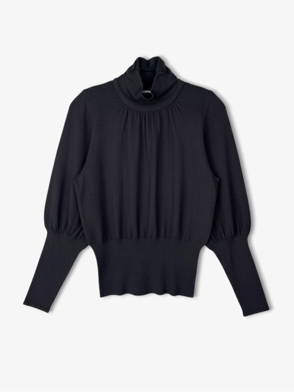 EXPRESS Black Turtleneck Sweater High Ribbed Blouson‎ Sleeve S Party Office New
